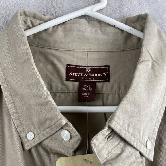 Steve & Barrys Mens XXL Beige Button-Down Long Sleeve Shirt NWT - Picture 3 of 9